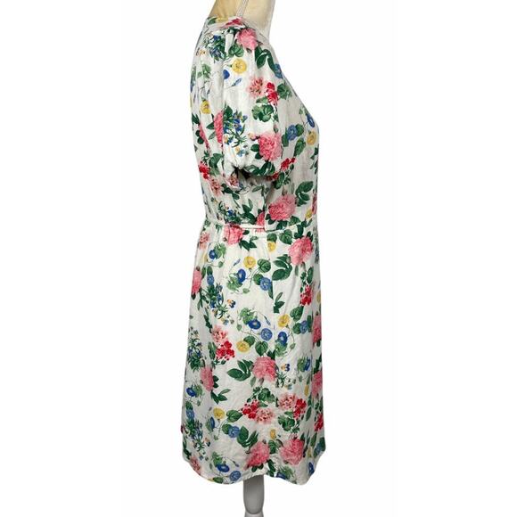 Old Navy Linen Blend Puff Sleeve Wrap Dress Lite Pink Rose Large Beachy Summer - Picture 8 of 13